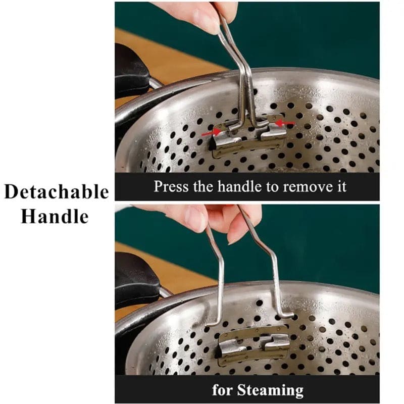 Stainless Steel Cooking Steamer With Handle, Kitchen Pot Pressure Cooker, Anti-scald Steamer Basket, Multifunctional Fruit Vegetable Washing Basket, Deep Fryer Pot Strainer Stainless Steel Cooking Steamer With Handle, Kitchen Pot Pressure Cooker, Anti-scald Steamer Basket, Multifunctional Fruit Vegetable Washing Basket, Deep Fryer Pot Strainer